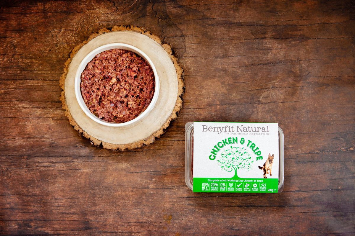 Benyfit Natural Chicken &amp; Tripe Complete Adult Raw Working Dog Food 
