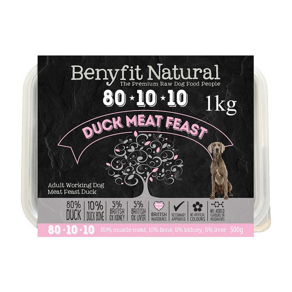80*10*10 Duck Meat Feast Adult Raw Working Dog Food 1kg