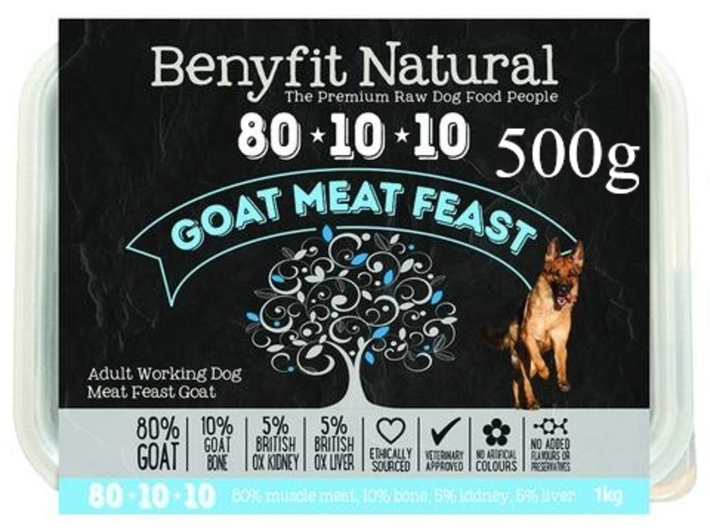 80*10*10 Goat Meat Feast Adult Raw Working Dog Food 500g