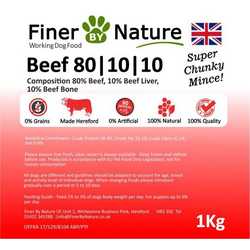 Finer By Nature Beef 80-10-10 - Raw Food - Working Dog - 1kg