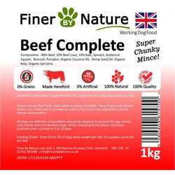 Finer By Nature Beef Complete - Raw Food - Working Dog - 1kg