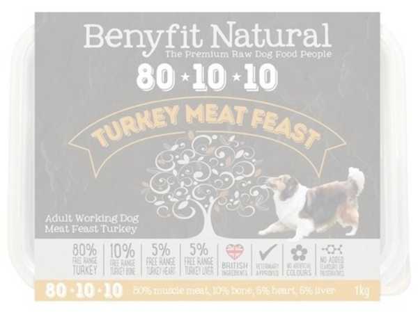 Benyfit Natural Turkey Meat Feast - Raw Food - Working Dogs - 500g